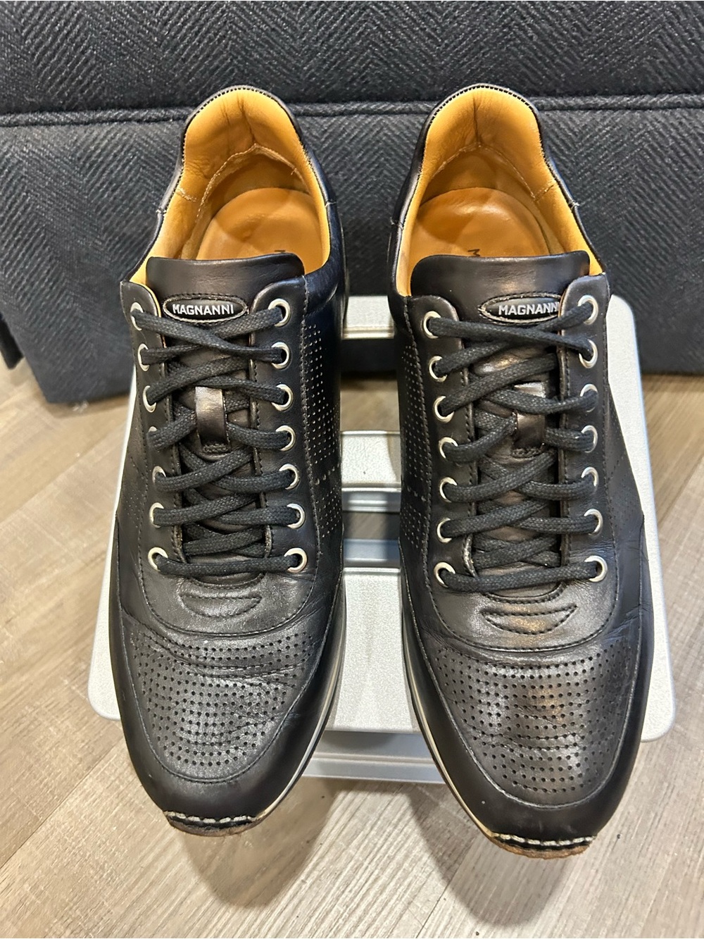 Magnanni Men's Pueblo Low Top Fashion Sneakers 14804 Black Leather Size 10